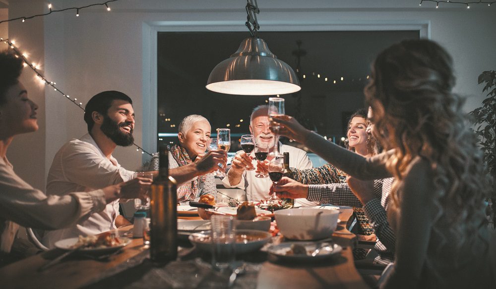 Family having dinner on Christmas eve.