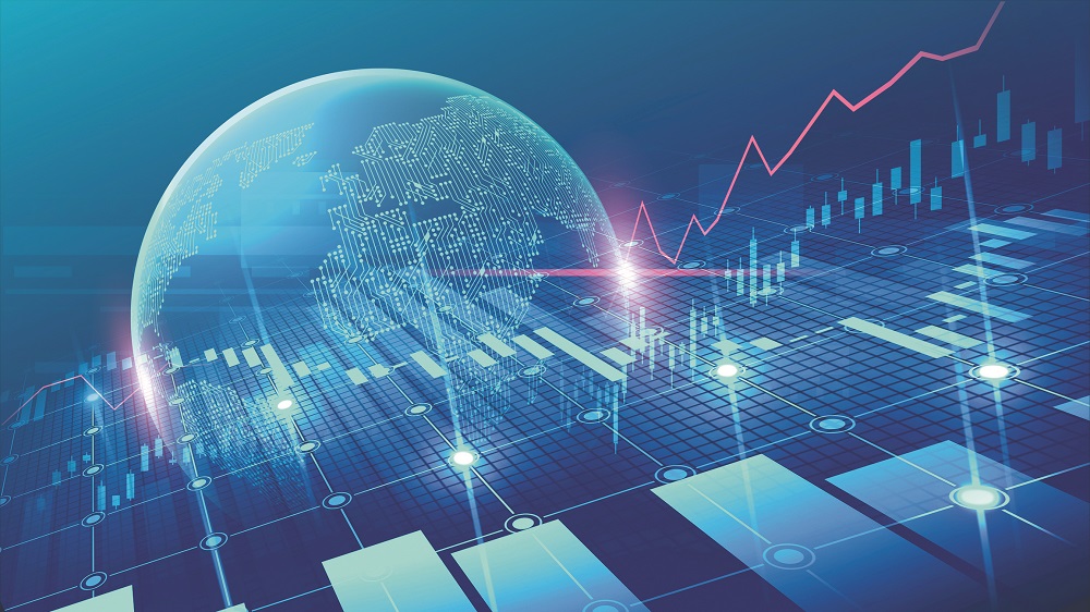 Stock market or forex trading graph