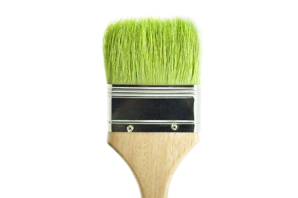 Green grass on paintbrush