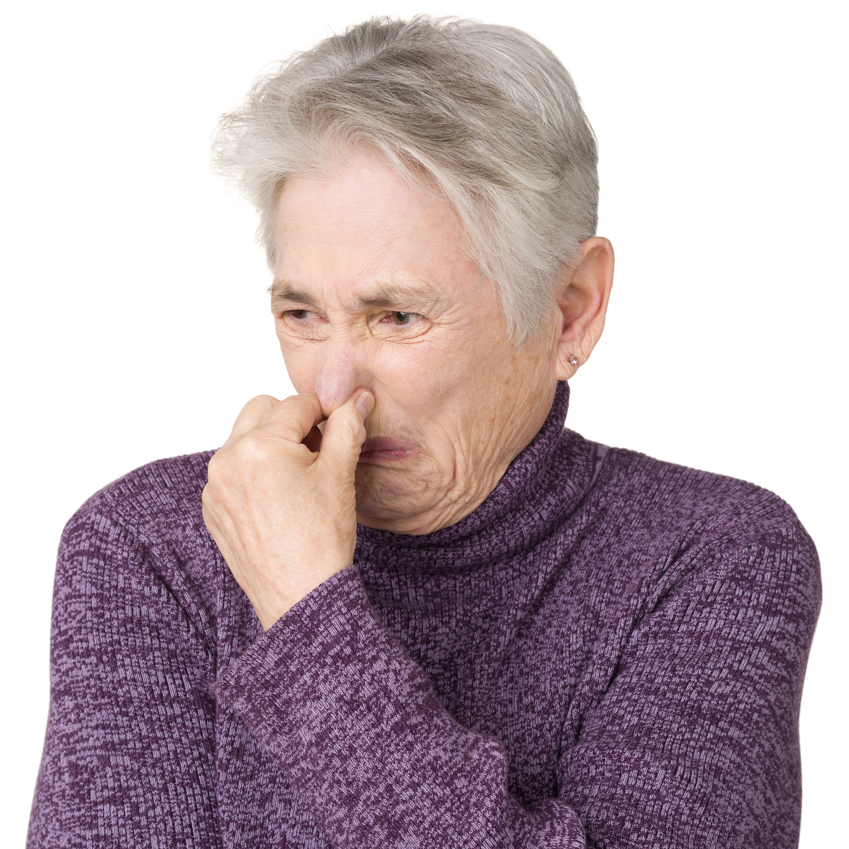 Senior Woman Pinching Nose