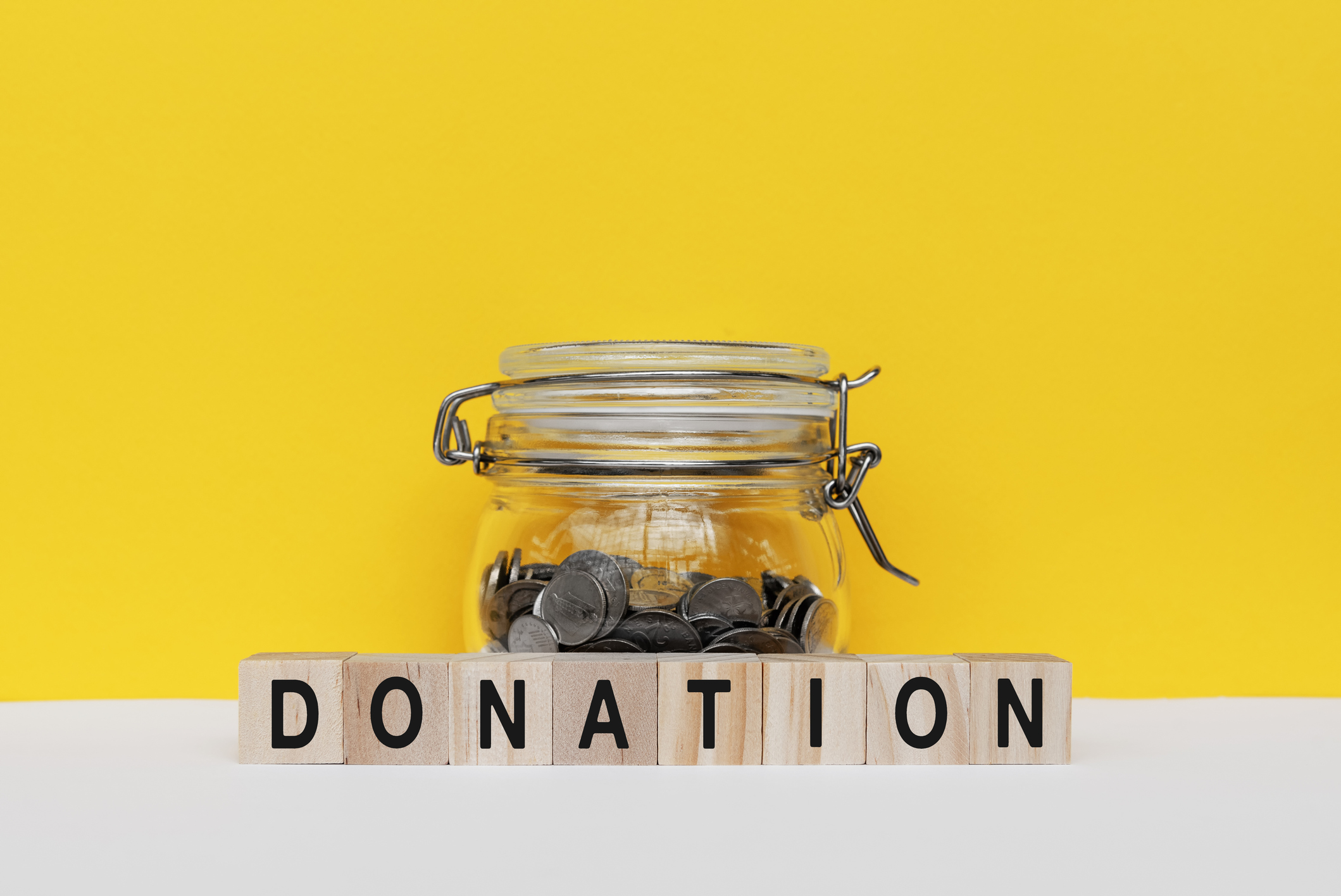Donations Text and Coins Jar