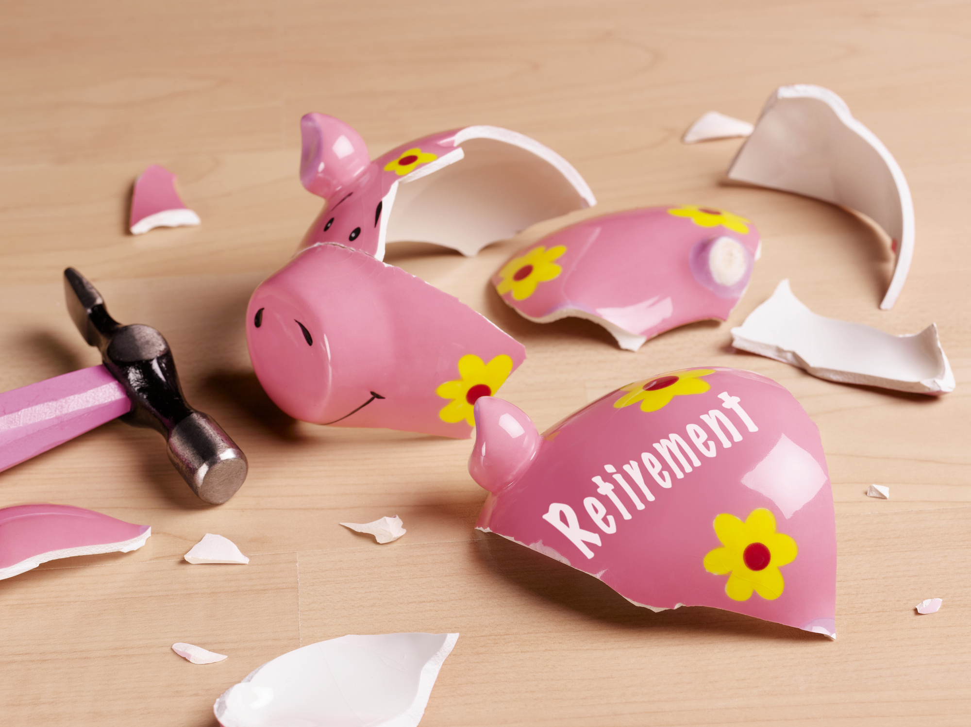 Broken piggy bank, studio shot