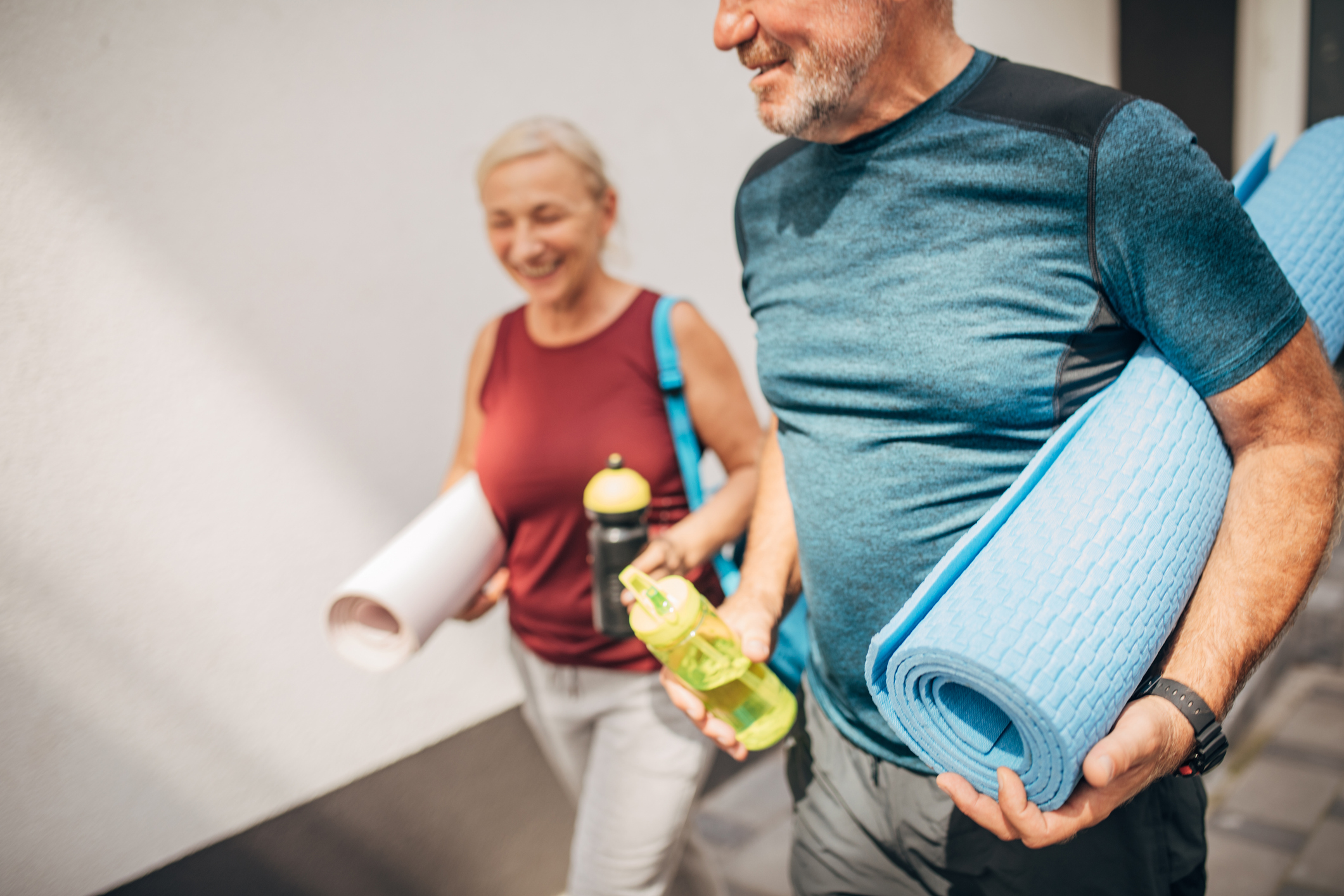 Yoga partners going to class