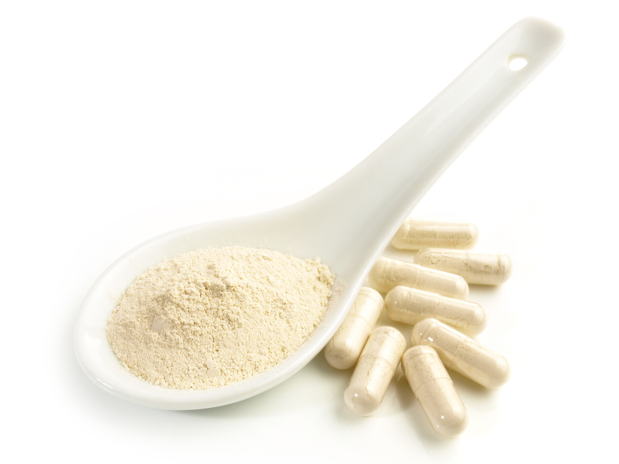 Beta Glucan with Capsules isolated on white Background